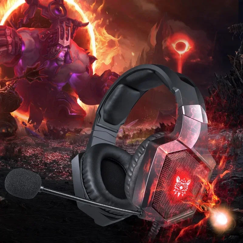 Casque de jeu filaire ONIKUMA K8 RGB, casque circumaural avec microphone flexible, son surround, audio stéréo 3,5 mm, casque pour joueurs PC