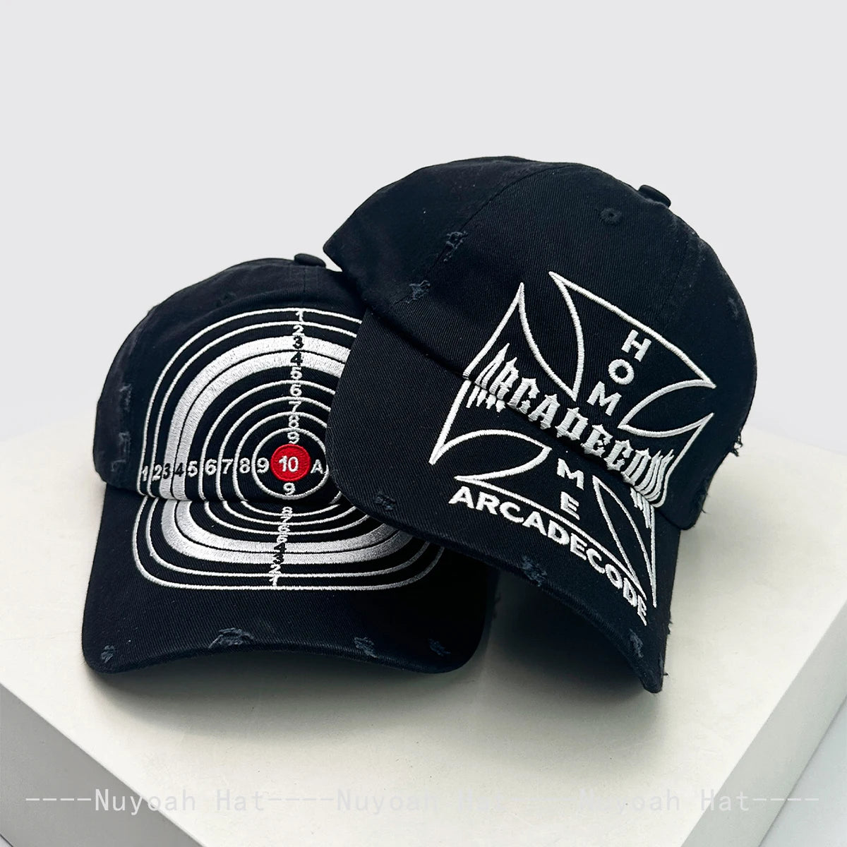 Unisex Broken Style Bull's-eye Cross Embroidery Baseball Hats Sunshade Personal Versatile Peaked Caps Street Fashion Hip Hop