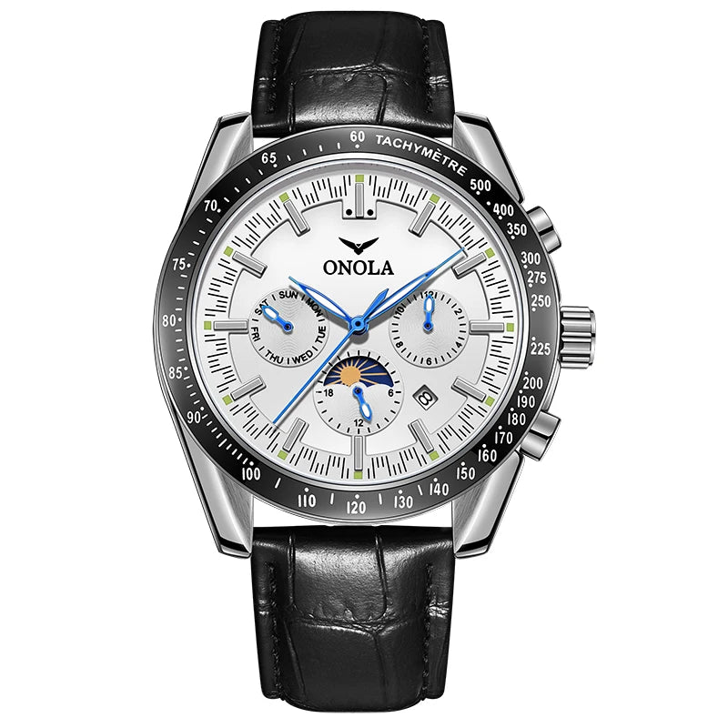 Mechanische Herrenuhr ONOLA – Luxuriöse Automatikuhr im lässigen Stil, mit Lederarmband und durchbrochenem Zifferblatt