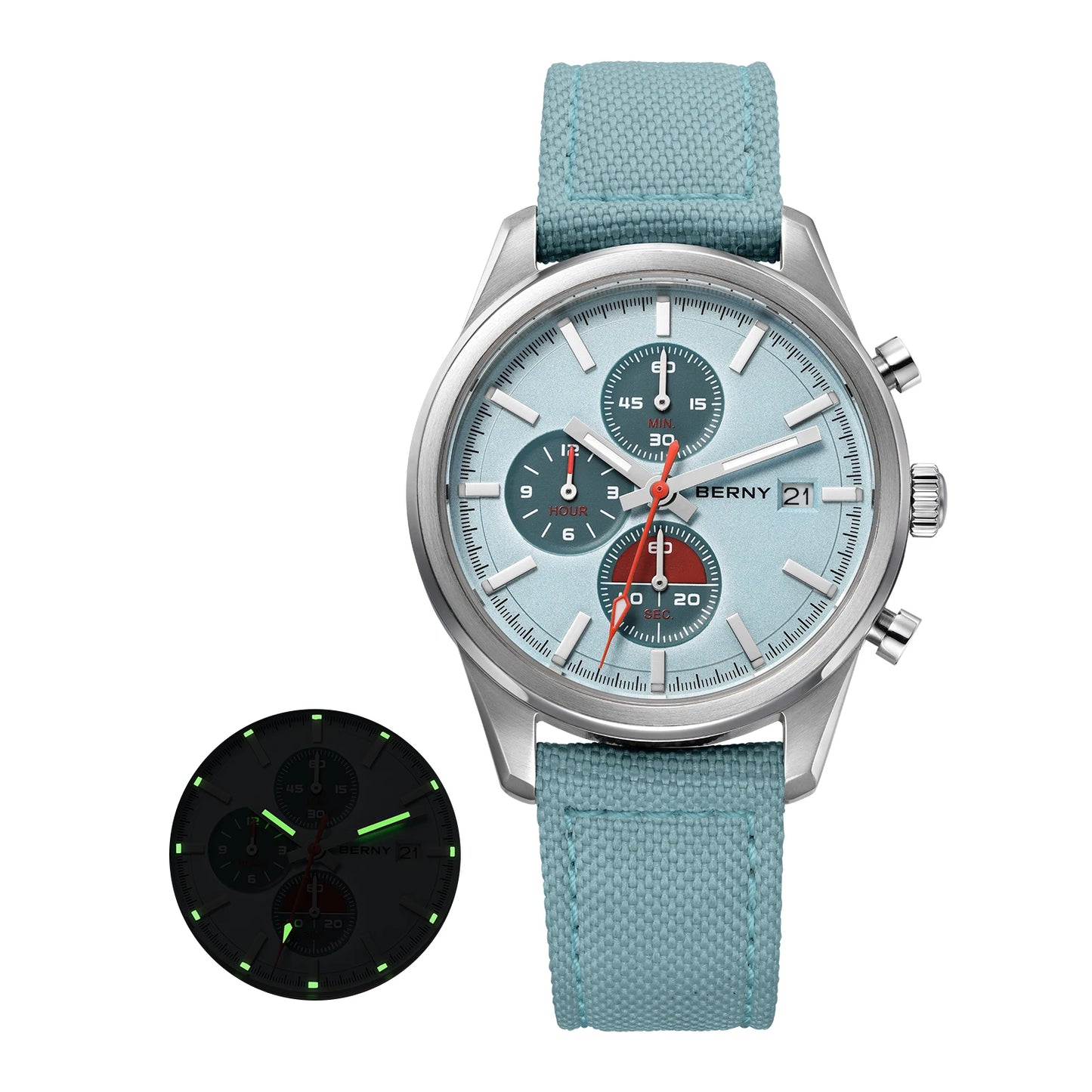 BERNY Chronograph Quartz Men Watch Luminous Miyota OS10 Top Luxury AR Coated Sapphire 5ATM Waterproof 2026 Sports Men’s Watches