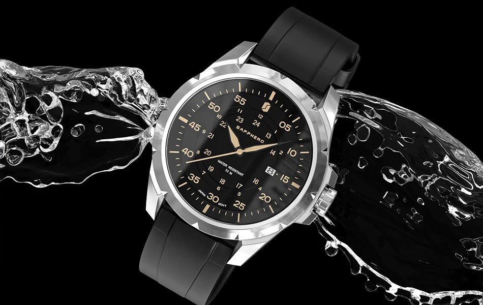 SAPPHERO Men’s Watch – Luxury quartz watch, water-resistant to 50 m, featuring an imported movement and a stainless steel case – An ideal gift idea for men.
