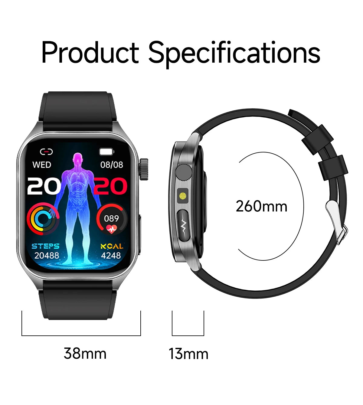 2026 New 650nm Laser Therapy Blood Fat Uric Acid Blood Pressure Smart Watch ECG+PPG Precise Health Monitor Smartwatches For Men