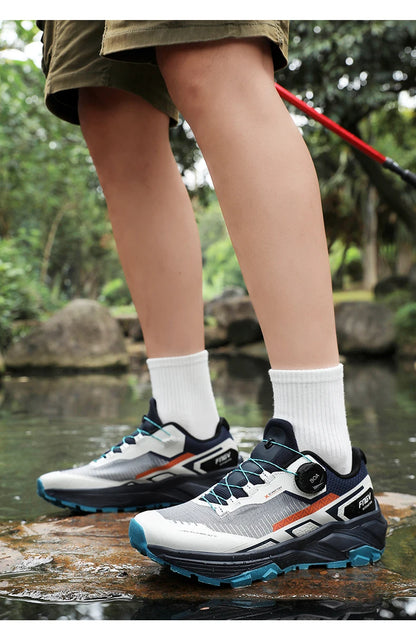 Sapatilhas de corrida para homem primavera e verão — calçado outdoor para caminhada, sapatilhas de trail resistentes ao desgaste com fecho BOA, respiráveis, estilo desportivo e casual
