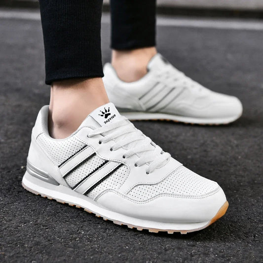 Autumn Sports Shoes Men's Flat Running White Durable Classic Casual Shoes Low Cut Trendy  Fashionable Hiking and Walking Shoes