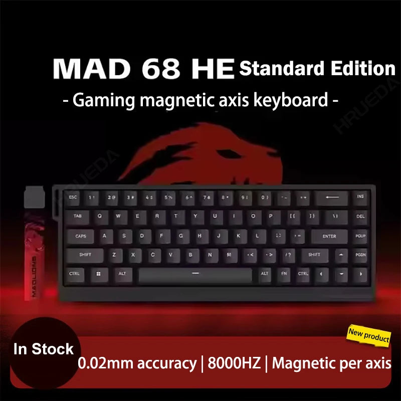 MADLIONS Mad 60he Mad60HE Mad 68HE Teclado mecânico com interruptores magnéticos, com fios, hot-swap, taxa de polling 8K, teclado gaming personalizado