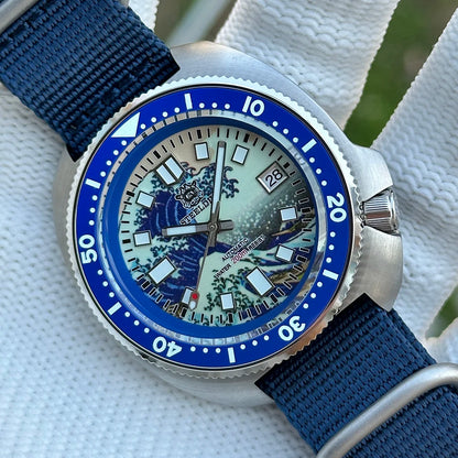 STEELDIVE SD1970J Kanagawa Turtle Full Luminous Dial Ceramic Bezel NH35 AutomaticSTEELDIVE Offical Store Mens Dive Watch