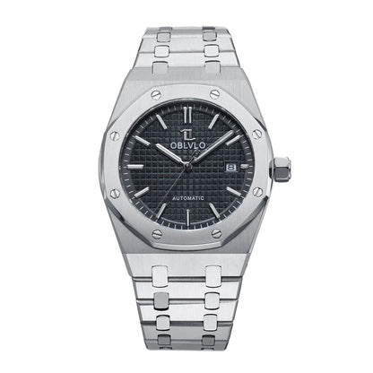 OBLVLO TM-ASP Luxury Men's Watch 41mm Blue Dial Rose Gold Automatic Luminous Waterproof Mechanical Casual Business Watch