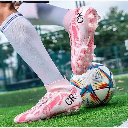 Unisex Teen Low Top Football Shoes Lightweight Elastic Sole Anti Slip Short Spikes Lawn Field Match Training Sneakers