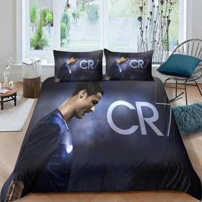 Fotbalový povlak na peřinu Ronaldo CR7, ložní souprava pro dospělé, chlapce i dívky, dekorace do ložnice, dárek pro děti, jednolůžková, dvojlůžková, velká velikost