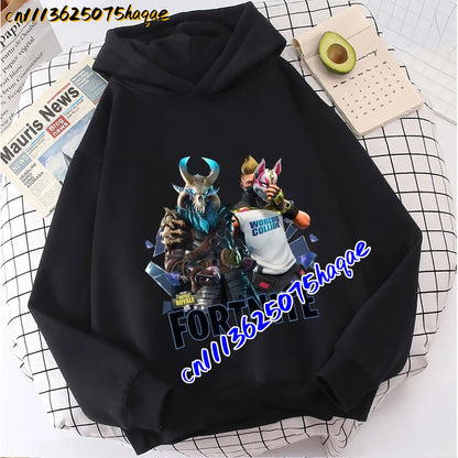 FORTNITED Felpa con cappuccio a maniche lunghe per bambini, bambine e ragazzi, streetwear, pullover, stile anime, top moda per bambini, idea regalo