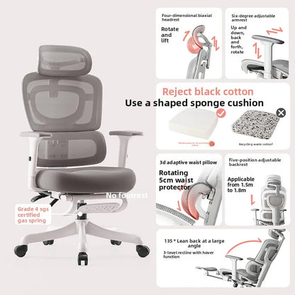 Ergonomic Office Chair Comfortable  Long Sitting Home Gaming Computer Recliner Nap Chair Adjustable Height Lumbar Support Swivel