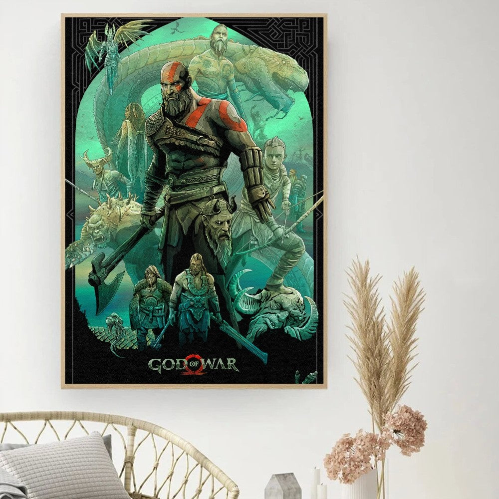 Game God Of War Poster DIY Vintage Movie Poster Wall Art Painting Study Stickers Small Szie Wall Painting