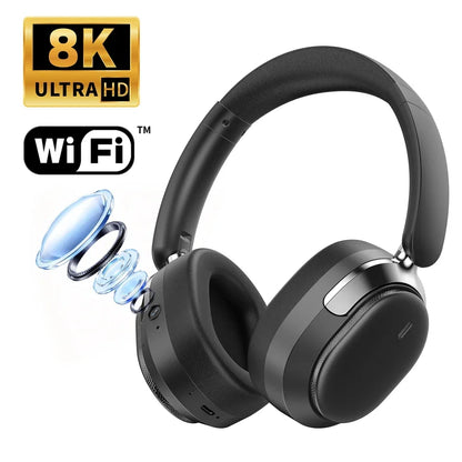 Casque audio supra-auriculaire intelligent avec caméra HD 8MP, reconnaissance d'objets par IA, traduction par IA, casque Bluetooth pour les voyages et les études
