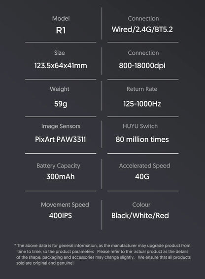 Attack Shark R1 brezžična miška Bluetooth za gaming, viralna miška, ki so jo ocenili vplivneži, senzor PAW3311, frekvenca odzivanja 1000Hz