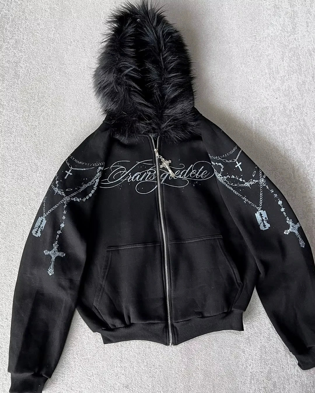 2026 New American Fashion Trend Goth Printed Zipper Hoodie Women Street Hip Hop Punk Rock Sweatshirt Unisex Casual Loose Hoodie, produit gaming premium Fraquane