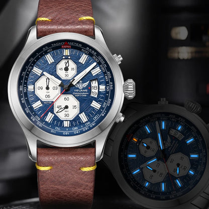 Zegarek kwarcowy męski YELANG V1029S 42mm, mechanizm Japan OS10, luminescencja T100, wodoodporność 100M, sportowy styl militarny, szafir
