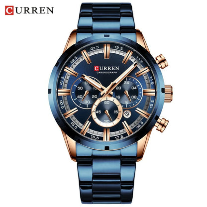 CURREN Top Brand Luxury Military Leather Wrist Watch Casual Sport Watches for Men Blue Man Clock Fashion Chronograph Wristwatch