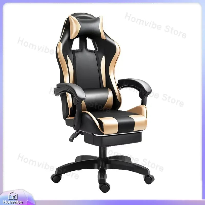 Chaise de jeu ergonomique avec support lombaire et appui-tête, hauteur réglable, style racing, pour la maison, le bureau et l'e-sport