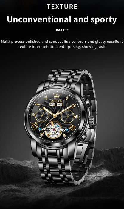 OLEVS 7088 Men Watch Luxury Brand Waterproof Skeleton Automatic Watch HD Fashion Business Men Mechanical Watch Reloj Hombre