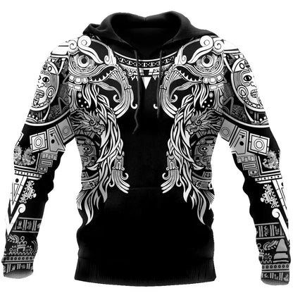 2023 New Autumn Men's Hoodie Wolf Print 3D Sweatshirts Urban Trendy All-Match Oversized Tops Poleron Hooded Clothes Men Clothing