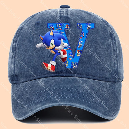 New Cartoon Cute Retro Baseball Caps Sonics Letter Man Boys Hat Hip Hop Breathable Mesh Hats Cute Anime Sunbonnet Birthday Gifts