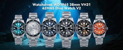 Watchdives Wd1965 V2 Fashion Quartz Wristwatches Vh31 Sapphire Man Watches Luxury Stainless Steel 200M Waterproof Diver Watch