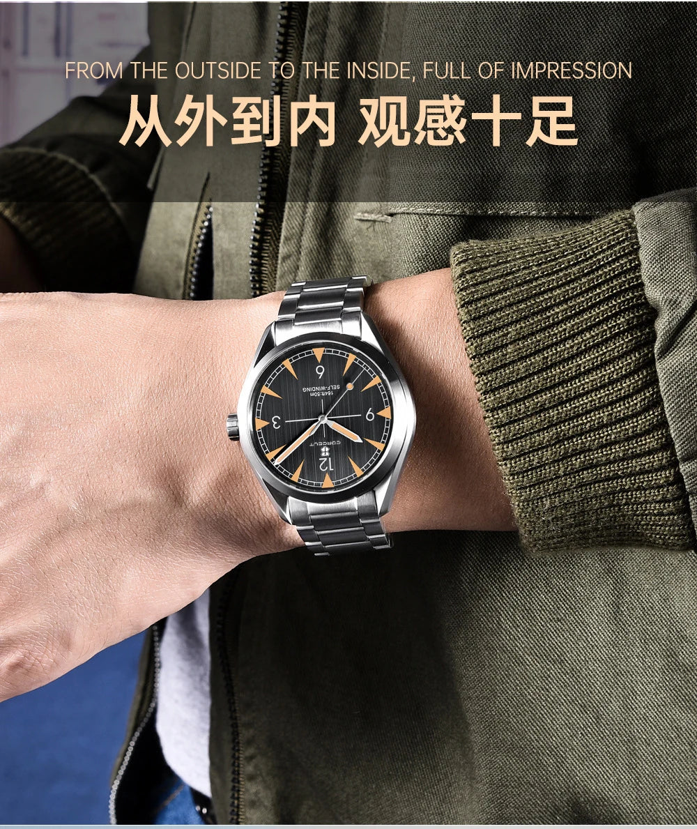 Corgeut 41mm Men's Clock Automatic Relogio Masculino Japan Movt Mechanical Sapphire White Black Blue Dial Steel Band Men's Watch