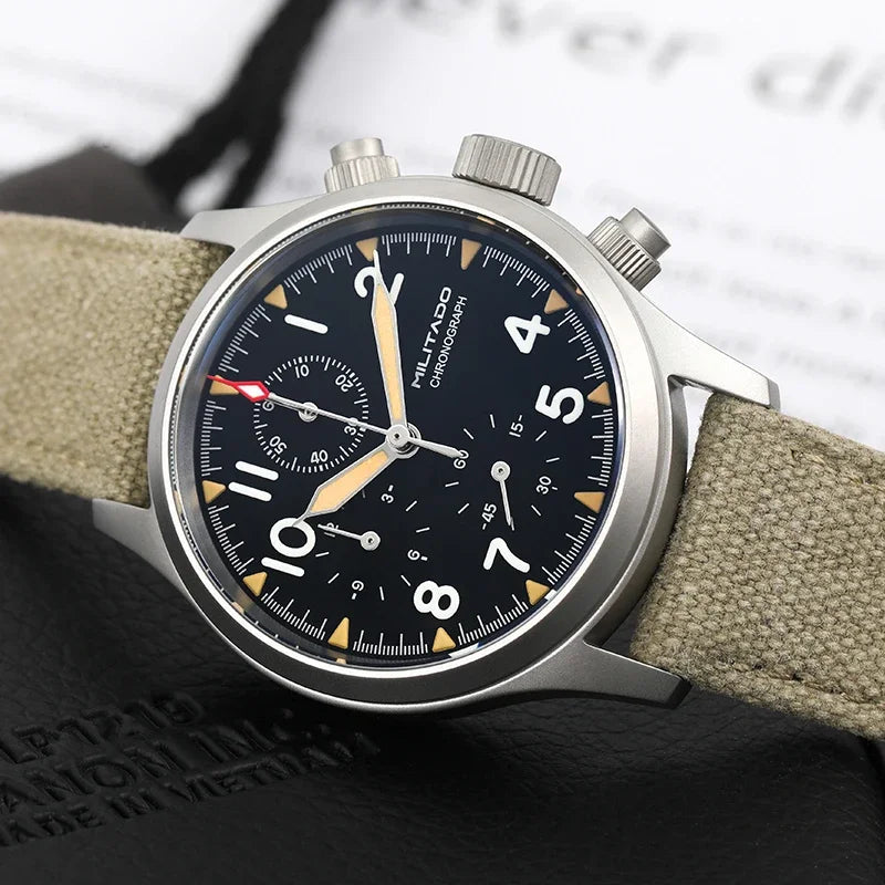 Militado VK61 VK67 Quarz-Chronographenuhr 39mm 316L-Edelstahlgehäuse 3 Zifferblätter wasserdicht 100M Multifunktions-Militäruhr