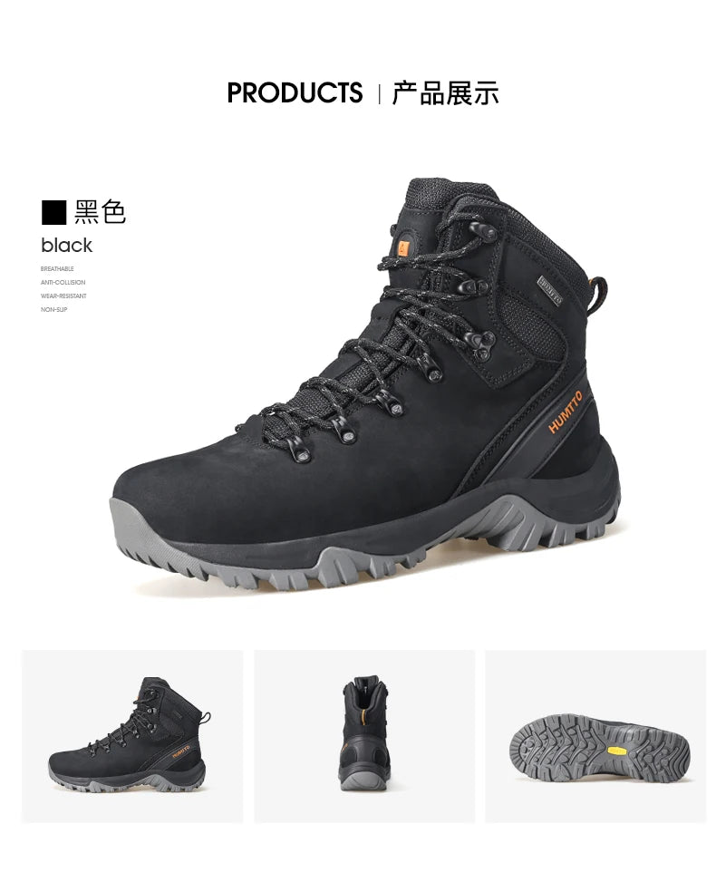 HUMTTO Sapatilhas de Caminhada Impermeáveis para Homem, Botas de Caça Táticas de Deserto, Botas de Trekking pelo Tornozelo para Homem e Mulher, Quentes em Couro