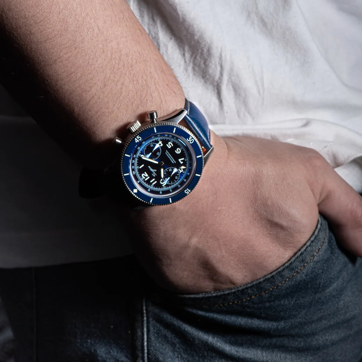 Sugess Pilot Watch Handwind Chronograph Mechanical Wristwatches Luminous Skeleton Men Watches Crystal Sapphire Leather New 2022