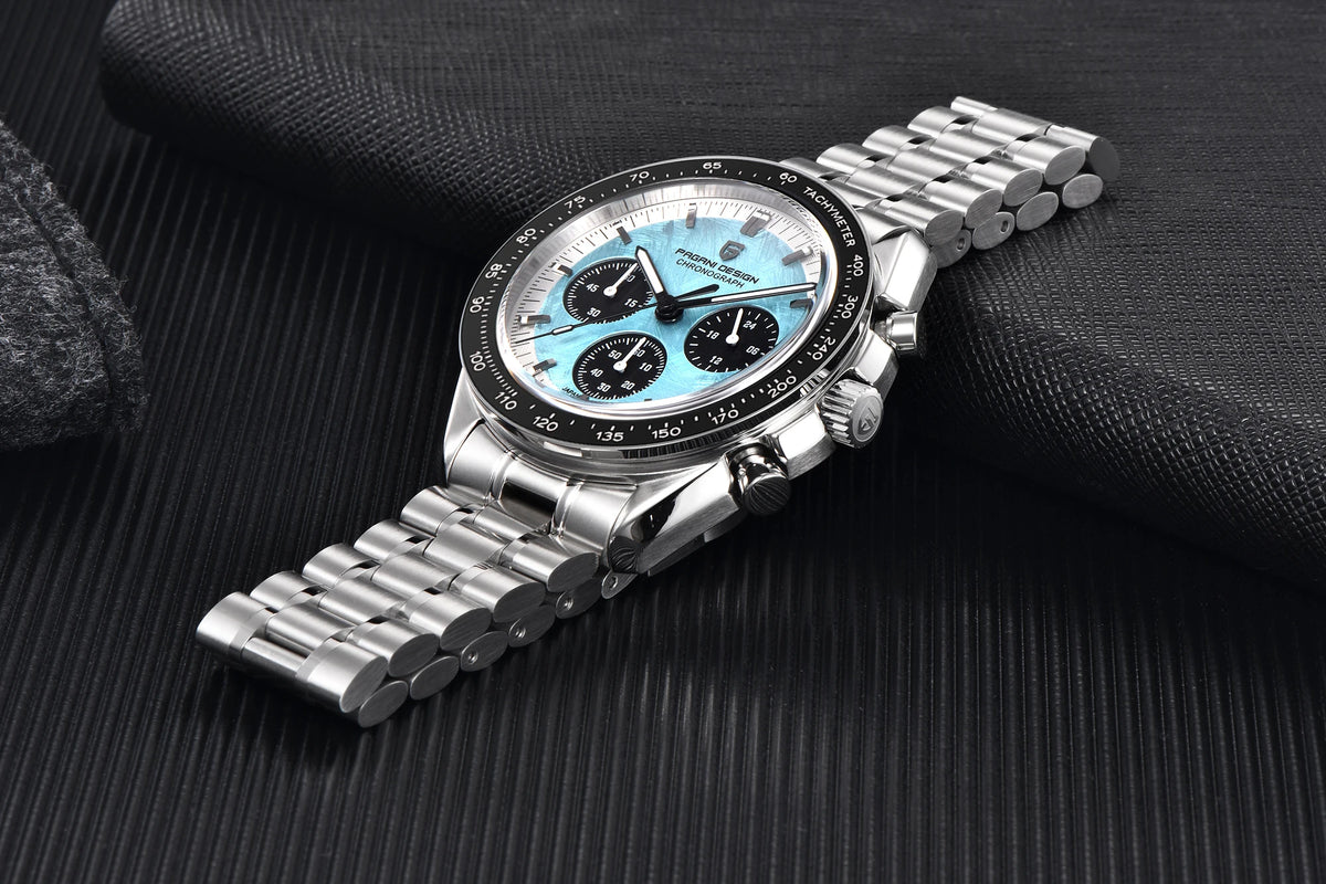 Pánske hodinky PAGANI DESIGN „New Moon“ – luxusné quartzové hodinky, chronograf, zafírové sklo s antireflexnou úpravou, keramický rámček, luminiscenčné ručičky
