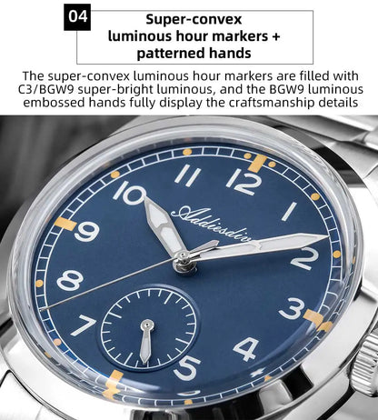 Relógio de quartzo ADDIESDIVE 36mm para homem VH60, luminoso BGW9, vidro em cúpula tipo bolha, resistente à água 10Bar, em aço inoxidável
