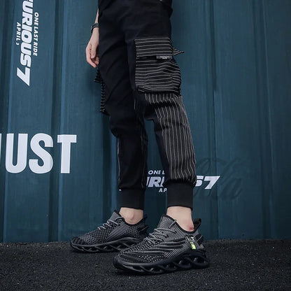 YRZL løbesko til mænd, sorte joggingsko, casual sneakers til udendørs brug, åndbart mesh, let stødabsorbering, sorte tennissko til kvinder