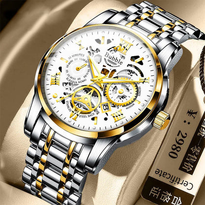 Montre pour homme UTHAI L93 – Style tendance, luxe accessible et polyvalent; mouvement à quartz, affichage luminescent, étanche, cadran ajouré avec chiffres romains.