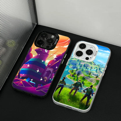 1pc Game F-fornite Phone Case Phone Case IMD Color Silver Shell For IPhone 16 15 14 13 12 11 Pro Max Plus