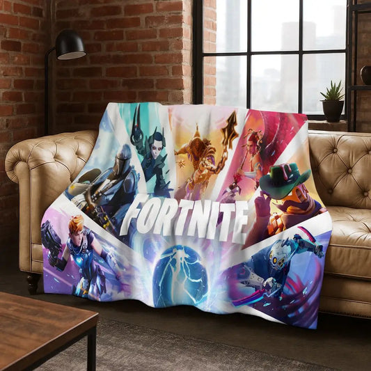 3D F-Fortnite -peliaiheinen sarjakuvatyylinen flanellipeitto, pehmeä ja lämmin torkkupeitto sänkyyn, makuuhuoneeseen, olohuoneeseen, matkalle ja retkeilyyn, lahja lapsille