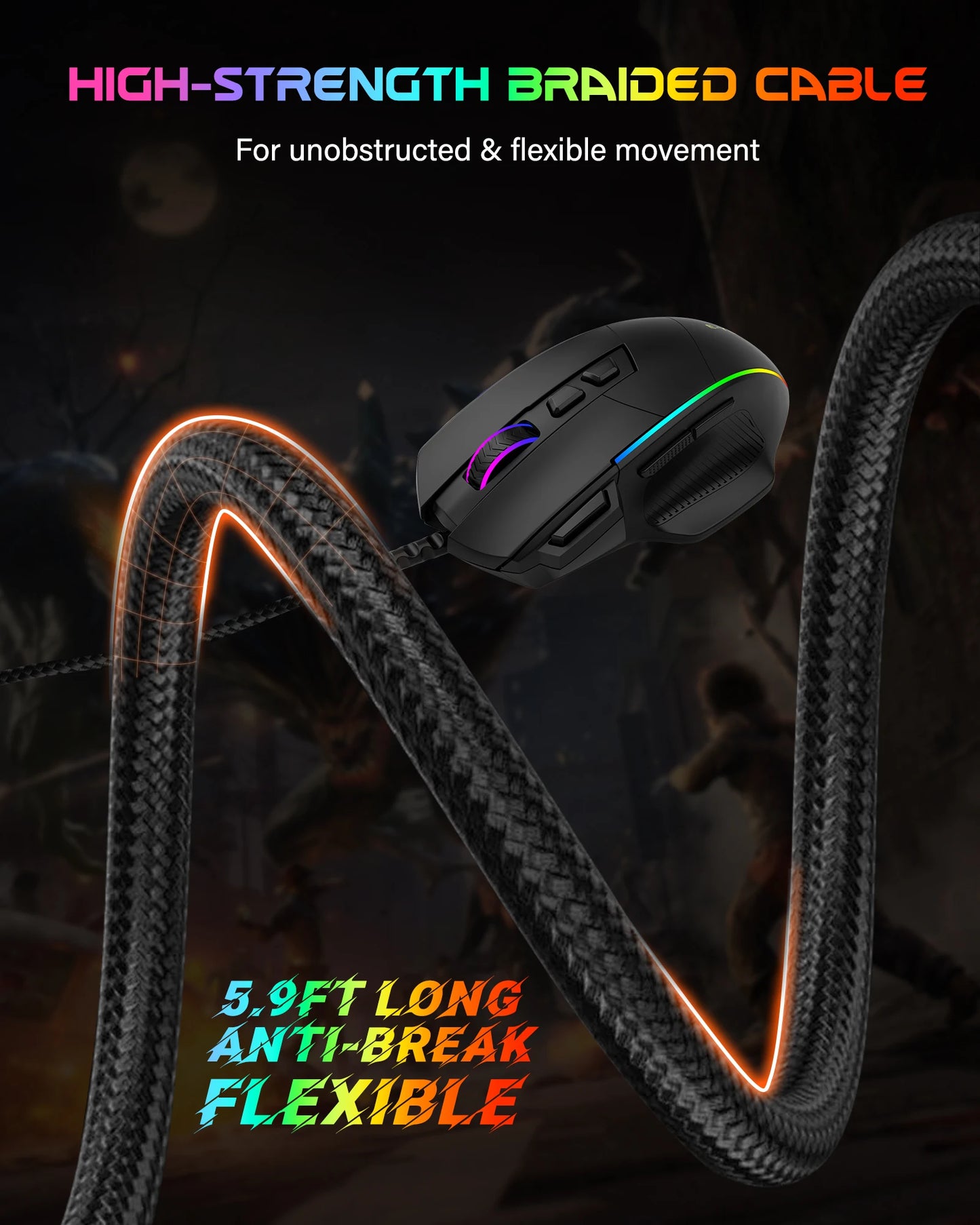 E-YOOSO X49 žični gaming miš, podesivih 12400 DPI, RGB pozadinsko osvjetljenje, 8 programabilnih tipki, ergonomski gamerski miš za PC i prijenosno računalo