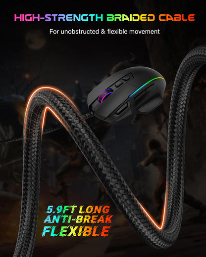 E-YOOSO X49 žični gaming miš, podesivih 12400 DPI, RGB pozadinsko osvjetljenje, 8 programabilnih tipki, ergonomski gamerski miš za PC i prijenosno računalo