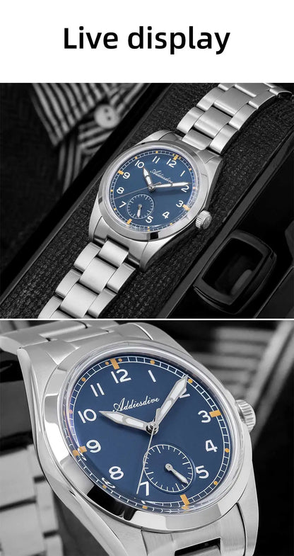 Relógio de quartzo ADDIESDIVE 36mm para homem VH60, luminoso BGW9, vidro em cúpula tipo bolha, resistente à água 10Bar, em aço inoxidável