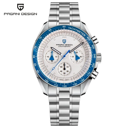 Pánske hodinky PAGANI DESIGN „New Moon“ – luxusné quartzové hodinky, chronograf, zafírové sklo s antireflexnou úpravou, keramický rámček, luminiscenčné ručičky