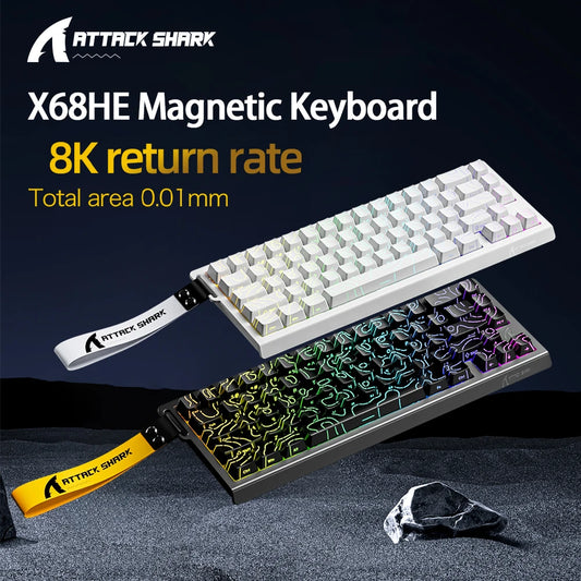 ATTACK SHARK X68HE X68Pro He Magnetic Mechanical Keyboard for Pro Gaming 0.01mm Rapid Trigger 8000Hz SOCD/Rs 0.125ms 128K Rate