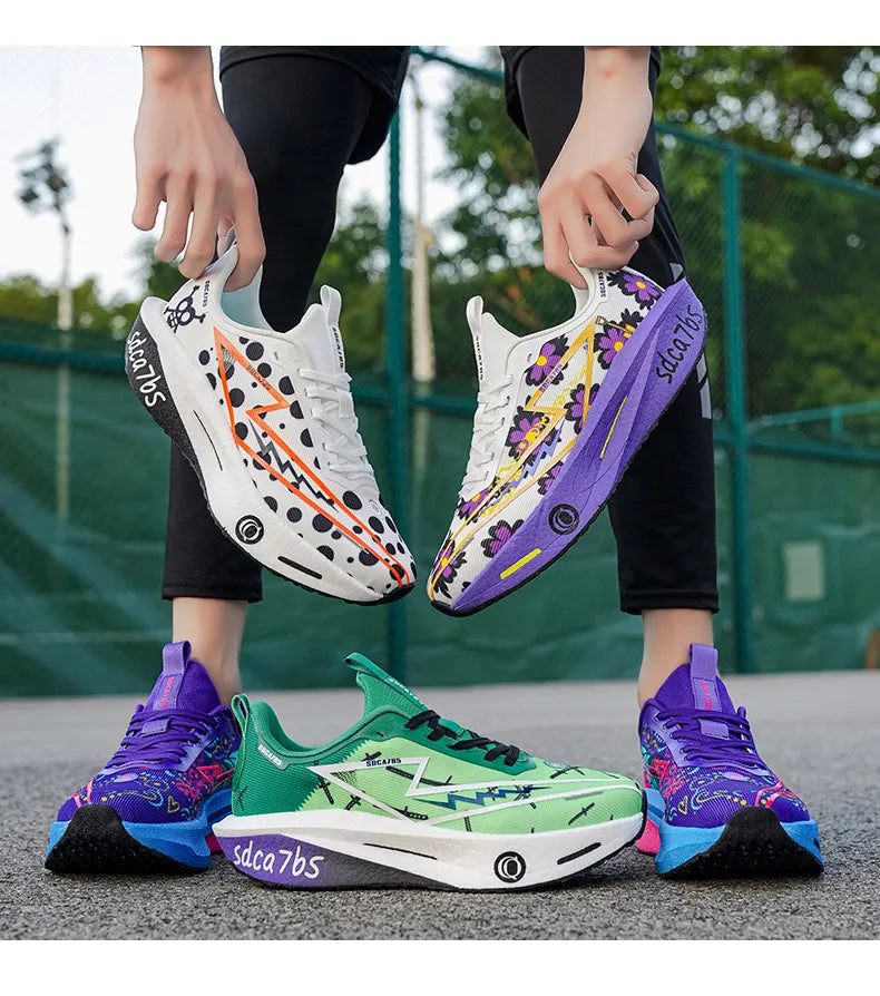 Running Shoes with Carbon Plate for Men, Marathon Sports Specialty, Breathable, Lightweight, Comfortable Athletic Outdoor Sneakers for Women