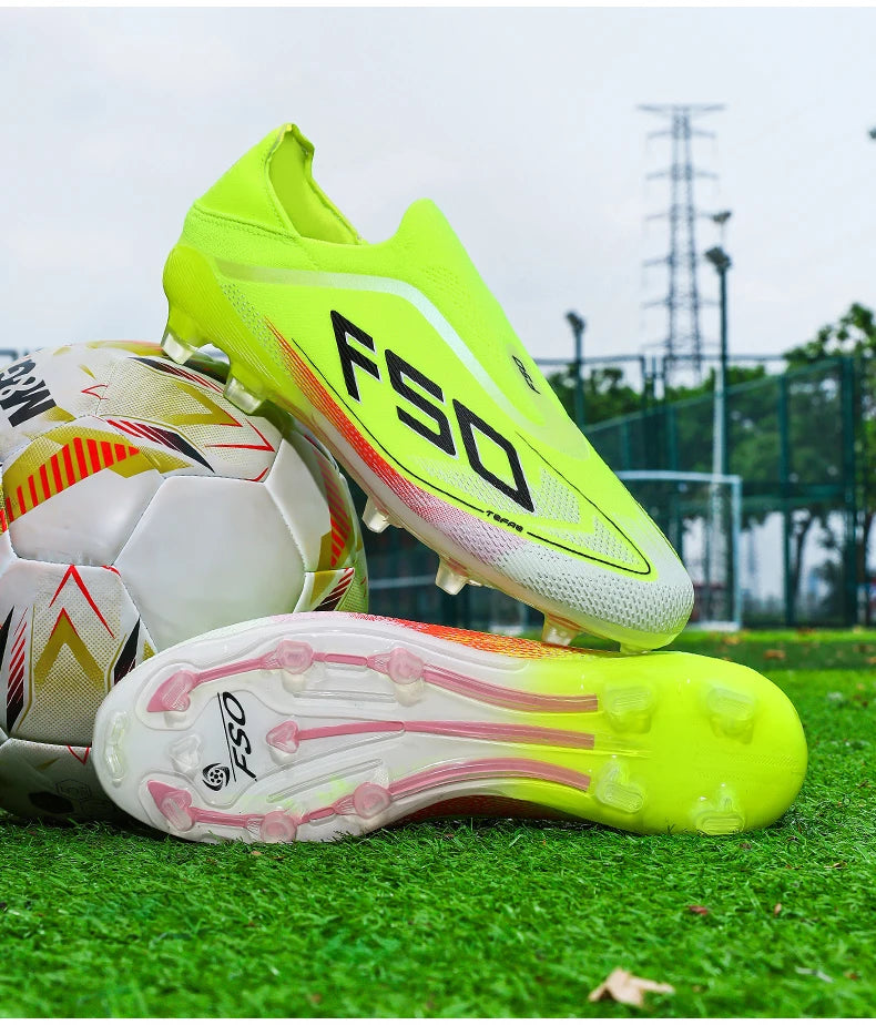 New Men Football Boots Futsal Outdoor Sneakers Match Grass Non-Slip High-quality Soccer Shoes Cleats Hot-selling High-top Light