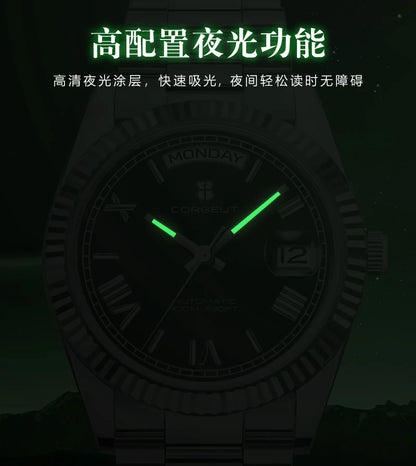 39mm Men Corgeut Logo/Name NH36 Automatic Mechanical Relogio Masculino Sapphire Glass Luminous Waterproof Wristwatch
