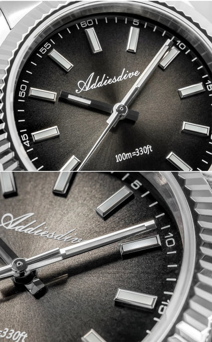 Reloj para hombre ADDIESDIVE AD2073, cristal de zafiro, 36mm, VH31, esfera sunburst, cuarzo, 10Bar, impermeable para buceo, luminoso