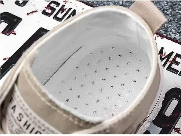 Men's Canvas Shoes High Top Casual Breathable Sports Shoes Gray Skateboarding Vulcanized Shoes Comfortable Sneakers 2025 New