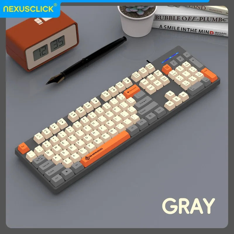 Conjunto Teclado e Rato Sem Fios NexusClick para Gaming e Escritório, Poupança de Energia Inteligente, Tamanho Completo, 104 Teclas, 1600DPI Ajustável, USB para Portátil e PC