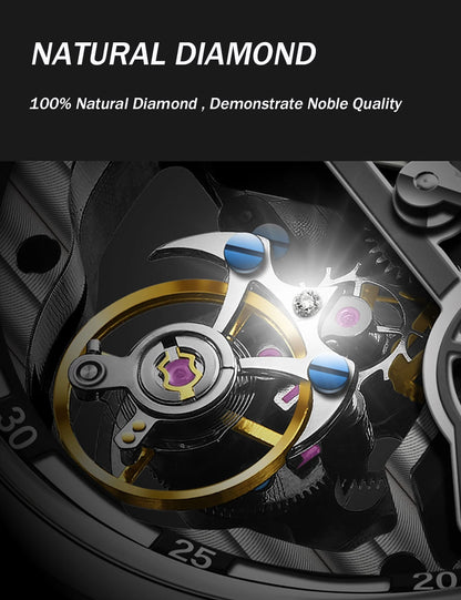 AESOP Men Flying Tourbillon Mechanical Full Skeleton Waterproof Watches Top Brand Luxury Watch for Men Sapphire With Diamond Man