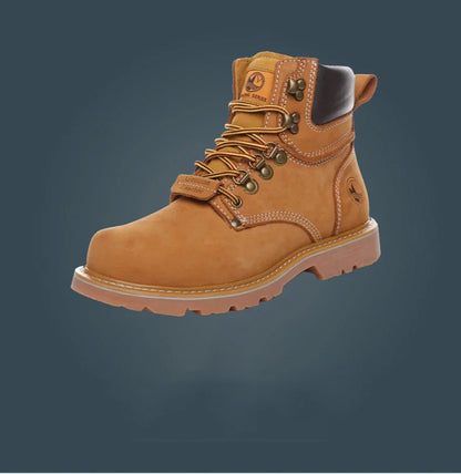 KOWM Cowhide Outdoor Men Hiking Shoes Waterproof Tactical Desert Shoes Hunting Boots Snow Boots Fur Sneakers Women Trekking Shoes