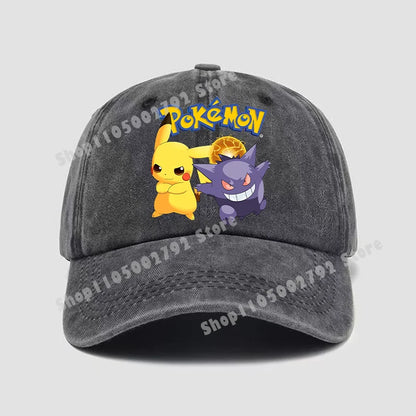 Pokémonové bejzbalové čiapky Pikachu Kawaii Anime postavičky Slnečné klobúky Letné vonkajšie detské a rodičovské slnečné klobúky Trendové čiapky s kačacím jazýčkom Darček